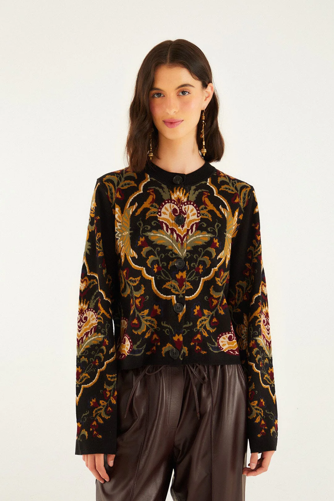 Black Majestic Hearts Knit Cardigan